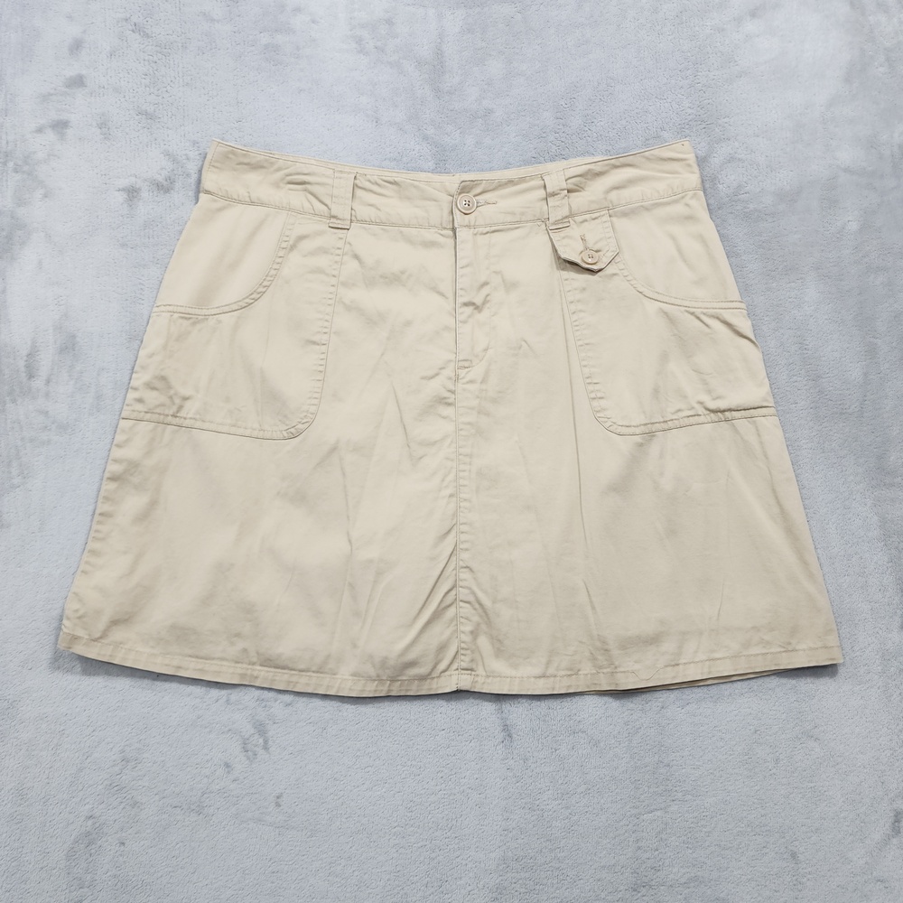 Vintage White Stag Skort Womens 14 Beige Twill Short Zip Front Pockets Stretch